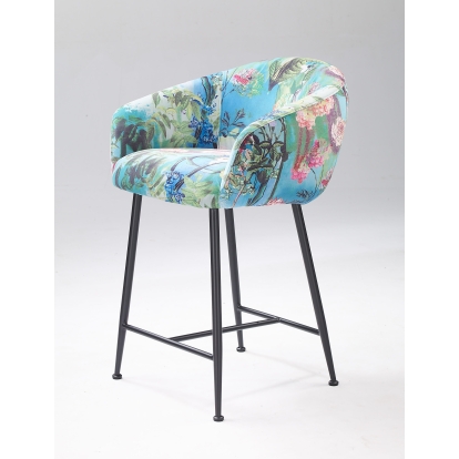 Modrest Roxann Modern Counter Stool in Funky Velvet Blue Bar Stool 79947 VGEU-MC-9292CH-A-C-BS