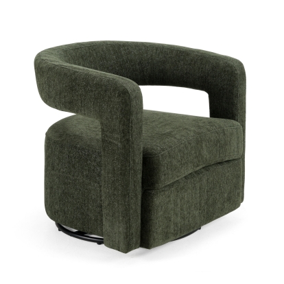 Modrest Ryan Modern Olive Green Fabric Swivel Accent Chair Green Accent Chair 82598 VGDW-DS1018-GRY