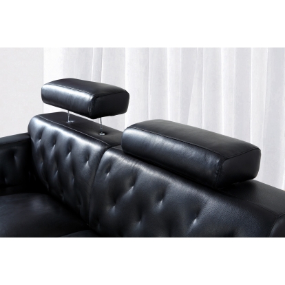 Divani Casa Huron Modern Black Leather Sofa Black Sofa 72508 VGBNS-2230-SOFA-BLK
