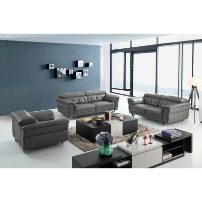 Divani Casa Perry Modern Grey Leather Sofa Set Grey Sofa Set 72511 VGBNS-9199-GRY