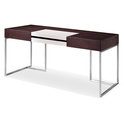 Modrest Ezra Modern Brown Oak and Grey Office Desk with Side Cabinet Brown Office Desk 72766 VGWCS501