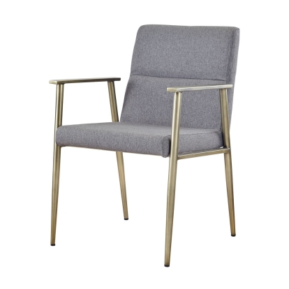 Modrest Sabri Contemporary Grey & Antique Brass Arm Dining Chair Grey Dining Chair 77762 VGGAGA-6580CH-GRY
