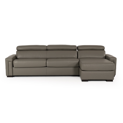 Lamod Italia Sacha Modern Dark Grey Leather Reversible Sectional Sofa Bed with Storage Grey Sectional Sofa 75586 VGNTSACHA-C611