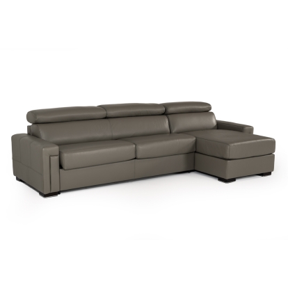 Lamod Italia Sacha Modern Dark Grey Leather Reversible Sectional Sofa Bed with Storage Grey Sectional Sofa 75586 VGNTSACHA-C611