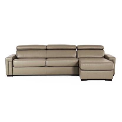 Lamod Italia Sacha Modern Stone Grey Leather Reversible Sectional Sofa Bed with Storage Gray/Grey Sofa Bed 79601 VGNT-SACHA-ST