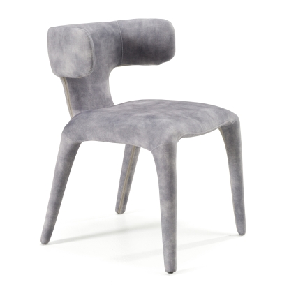 Modrest Saehee Modern Grey-Blue Velvet Dining Chair Grey Dining Chair 82761 VGEU-MC-7512CH-GRY