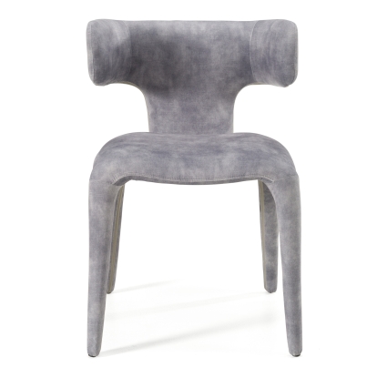 Modrest Saehee Modern Grey-Blue Velvet Dining Chair Grey Dining Chair 82761 VGEU-MC-7512CH-GRY