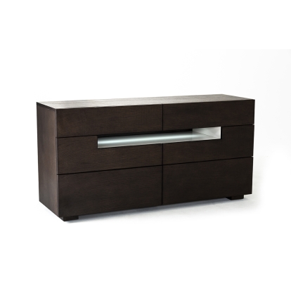 Modrest Ceres Contemporary Brown Oak and Grey Dresser with LED Light Wenge Dresser 14671 VGWCCG05D-WNG