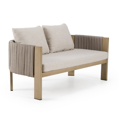 Renava Salvora Outdoor Beige Fabric & Grey Rope Loveseat Grey Outdoor Seating 83122 VGVK-WT275-2U-BGE