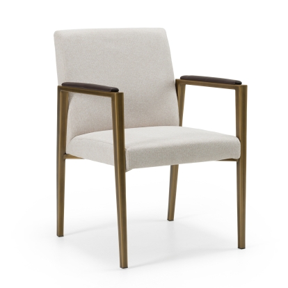 Modrest Sanders Modern Off-White Fabric + Brass Dining Chair Off-White Dining Chair 82743 VGGA-6235CH-1-OFF