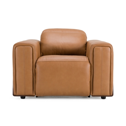 Divani Casa Sandstone Modern Brown Leather Electric Recliner Chair Camel Lounge Chair 83112 VGKV-KM.6120-CHR-BRN