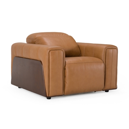 Divani Casa Sandstone Modern Brown Leather Electric Recliner Chair Camel Lounge Chair 83112 VGKV-KM.6120-CHR-BRN