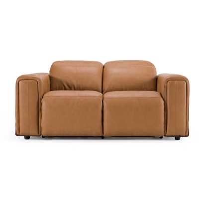 Divani Casa Sandstone Modern Brown Leather Loveseat with 2 Electric Recliners Camel Loveseat 83113 VGKV-KM.6120-LOVE-BRN