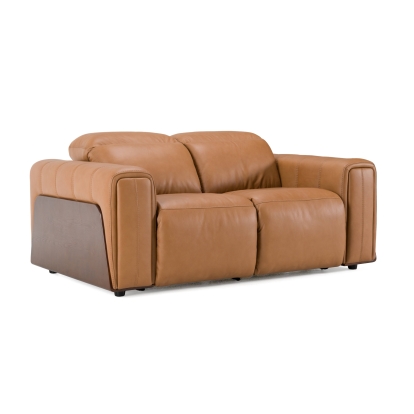 Divani Casa Sandstone Modern Brown Leather Loveseat with 2 Electric Recliners Camel Loveseat 83113 VGKV-KM.6120-LOVE-BRN