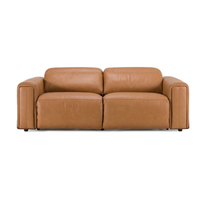 Divani Casa Sandstone Modern Brown Leather Sofa with 2 Electric Recliners Camel Sofa 83114 VGKV-KM.6120-SOFA-BRN