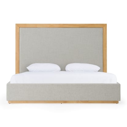 LA Furniture Santa Barbara Modern Grey Fabric + Natural Bed VGMABR-152-BED Contemporary Style by Vig Furnitrue Number 82035|81222|82036 Catch Home Goods
