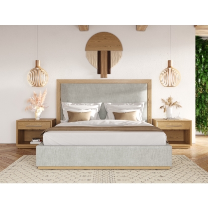 Nova Domus Santa Barbara Modern Grey Fabric + Natural Bed Light Grey Bed 82035|81222|82036 VGMABR-152-BED