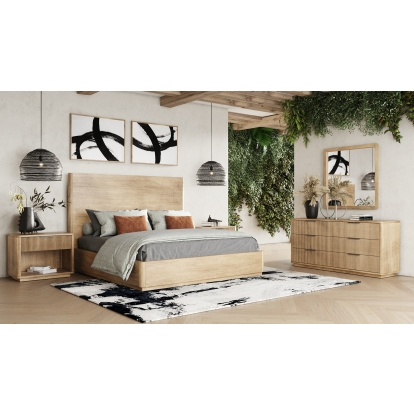 LA Furniture Santa Monica Modern Natural Oak Square Mirror VGMABR-144-MIR Contemporary Style by Vig Furnitrue Number 80887 Catch Home Goods