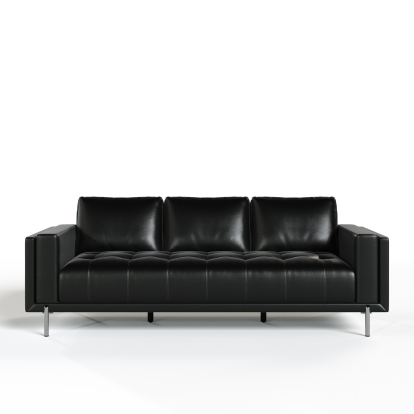 Divani Casa Schmidt Modern Black Leather Sofa Black Sofa 80397 VGKK-KF.7020-SOFA-BLK