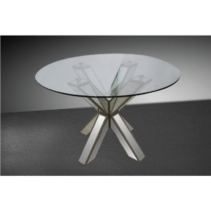 Hancock Transitional Mirrored Round Glass Dining Table Other Dining Table 16031A VGMCGD1216