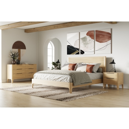 Modrest Seattle Modern Natural Oak Bedroom Set Oak Bedroom Set 81600|81601 VGWD-SEA-QBKB-SET