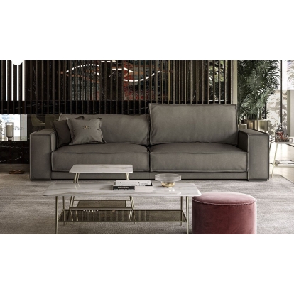 Lamod Italia Sevilla Italian Contemporary Grey Leather Sofa Grey Sofa 77985 VGCCBAXTER/STATUS-GRY-S