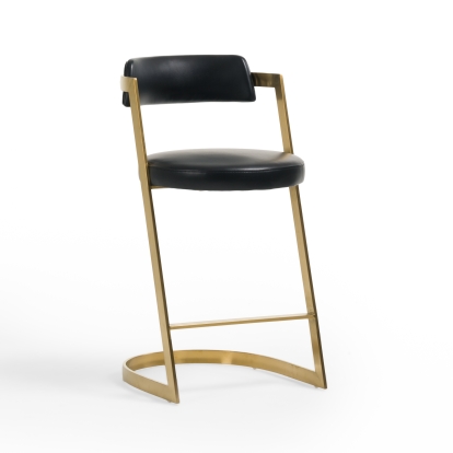 Modrest Shandra Black Pleather + Gold Counter Stool Black Bar Stool 78859 VGRHRHS-CS-220-PU-BLK-BS