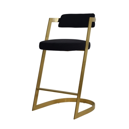 Modrest Shandra Black Velvet + Gold Counter Stool Black Bar Stool 78860 VGRHRHS-CS-220-FB-BLK-BS