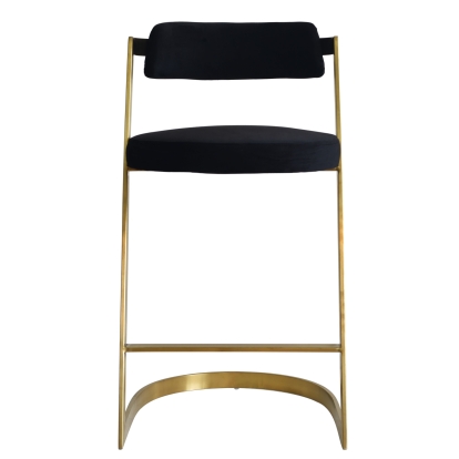 Modrest Shandra Black Velvet + Gold Counter Stool Black Bar Stool 78860 VGRHRHS-CS-220-FB-BLK-BS