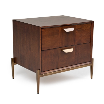 Modrest Shane Modern Acacia & Brass Nightstand Brown Nightstand 76273 VGNX-MEMPHIS-20144