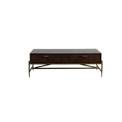 Modrest Shane Modern Acacia & Brass Coffee Table Brown Coffee Table 78556 VGNXMEMPHIS-ACA-CT