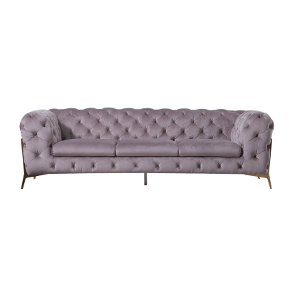 Divani Casa Sheila Transitional Silver Fabric Sofa Grey Sofa 73696 VGCA1346-SIL-S
