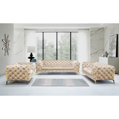 Divani Casa Sheila Transitional Light Beige Fabric Sofa Set Beige Sofa Set 78756 VGCA1346-OBEI-SET