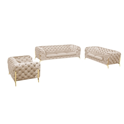 Divani Casa Sheila Transitional Light Beige Fabric Sofa Set Beige Sofa Set 78756 VGCA1346-OBEI-SET