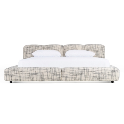 Modrest Shiloh Modern Off-White + Black Fabric Bed Black/White Bed 83076|83077 VGEV-B070-WHTBLK