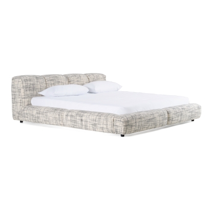 Modrest Shiloh Modern Off-White + Black Fabric Bed Black/White Bed 83076|83077 VGEV-B070-WHTBLK