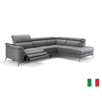 Lamod Italia Monte Carlo Italian Modern Grey Leather RAF Sectional Sofa Sectional Sofa 80275|80901 VGCC-MONTECARLO-G-RAF