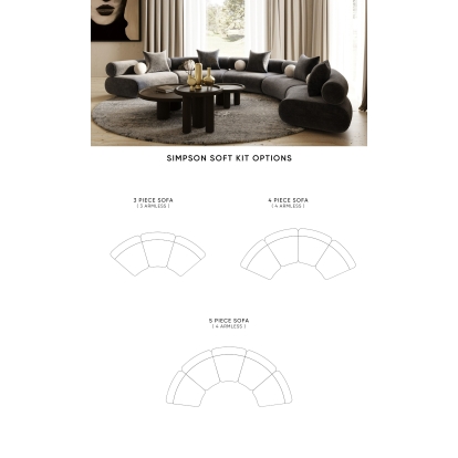 Divani Casa Simpson Contemporary Dark Grey Fabric Curved Modular Sectional Sofa 85558|85558A|85559|85559A|81036|81036A VGOD-ZW-23018-GRY-MOD