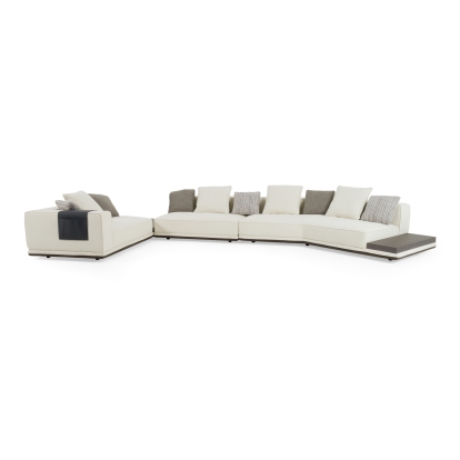 Lamod Siret Modern Ivory Fabric Modular Sectional with Coffee Table Ivory Sectional Sofa 81829 VGBB-HR-SOFA-IVY