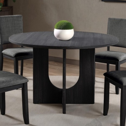 Furniture Of America Oberto Transitional Engineered Wood, Fabric, Foam, Paper, Rubberwood Dark Gray Round Dining Table | SL3406DG-RT