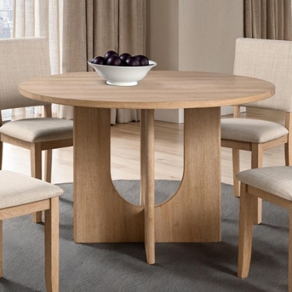 Furniture Of America Oberto Transitional Engineered Wood, Fabric, Foam, Paper, Rubberwood Natural Round Dining Table | SL3406NT-RT