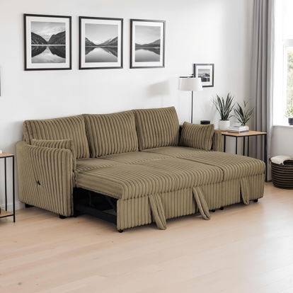 Furniture Of America Denholme Contemporary Brown Sectional W/ Pull Out Model SL64002BR-SF-PK