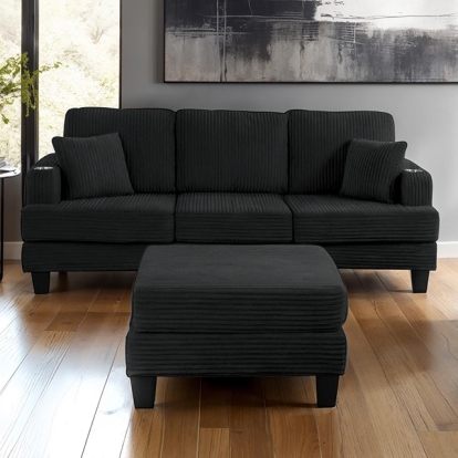 Furniture Of America Moretaine Contemporary Black Sofa Model SL6932BK-SF-PK