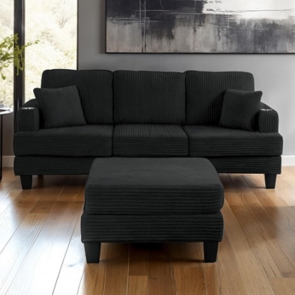 Furniture Of America Moretaine Contemporary Engineered Wood, Fabric, Foam, Others Black Sofa | SL6932BK-SF-PK
