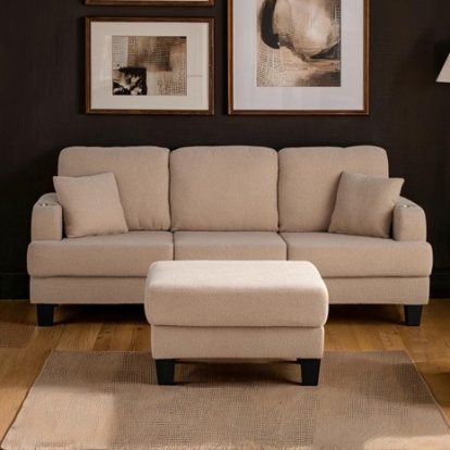 Furniture Of America Cinderford Contemporary Engineered Wood, Fabric, Others Beige Sofa | SL6936BG-SF-PK