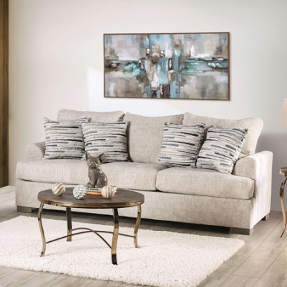 Furniture Of America Leytonstone Transitional Fabric, Solid Wood, Others Cream Sofa | SM1209-SF