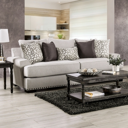 Furniture Of America Picotee Transitional Light Gray-Charcoal Sofa Model SM1279-SF