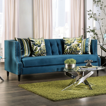 Furniture Of America Azuletti Transitional Dark Teal-Apple Green Sofa Model SM2219-SF