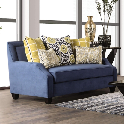 Furniture Of America West Brompton Transitional Navy-Yellow Loveseat Model SM2274-LV