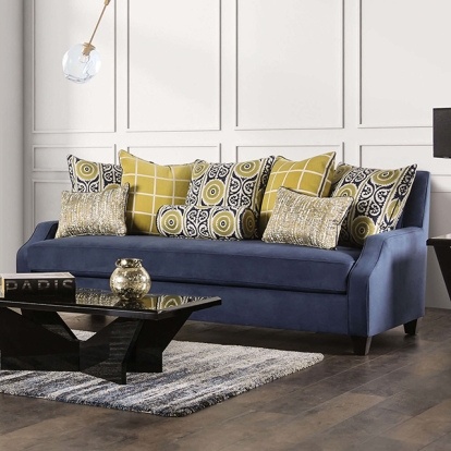 Furniture Of America West Brompton Transitional Navy-Yellow Sofa Model SM2274-SF